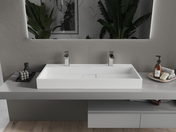 Mexen Ava lavabo da appoggio in conglomerato 2/O 100 x 46 cm, bianco - 23011002