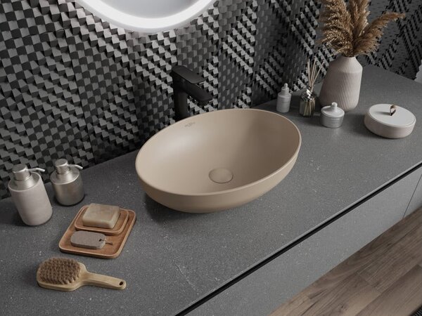 Mexen Cornelia lavabo da appoggio 50 x 37 cm, cappuccino opaco - 21885064
