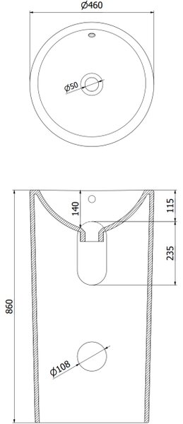 Mexen Nerda lavabo a colonna 46 x 46 cm, bianco - 26084600