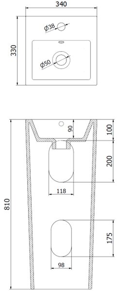 Mexen Sira lavabo autoportante 34 x 33 cm, bianco - 26023300