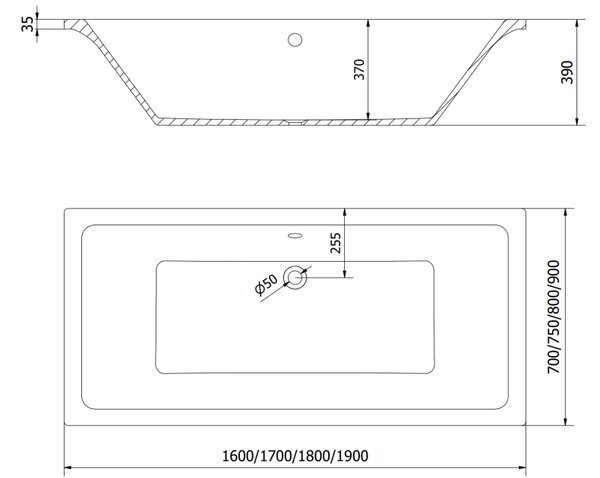 Mexen Cube vasca da bagno rettangolare 160 x 70 cm, bianca - 55051607000