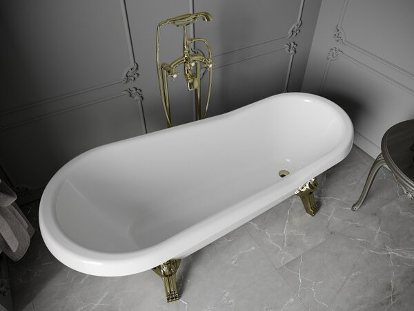 Mexen Retro vasca da bagno freestanding 170 x 75 cm, bianca, gambe dorate - 53251707500-50