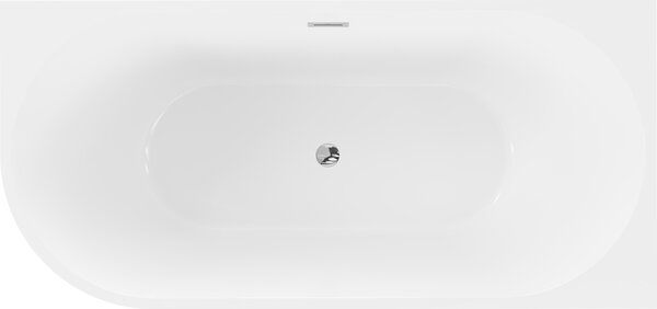Mexen Mia vasca da bagno indipendente angolare destra 140 x 75 cm, bianca, troppopieno cromato - 52691407500P-01