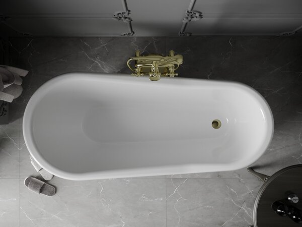 Mexen Retro vasca da bagno freestanding 170 x 75 cm, bianca, gambe dorate - 53251707500-50