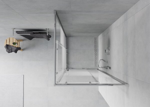 Mexen Rio cabina doccia quadrata 90 x 90 cm, fasce bianche, cromata - 860-090-090-01-20