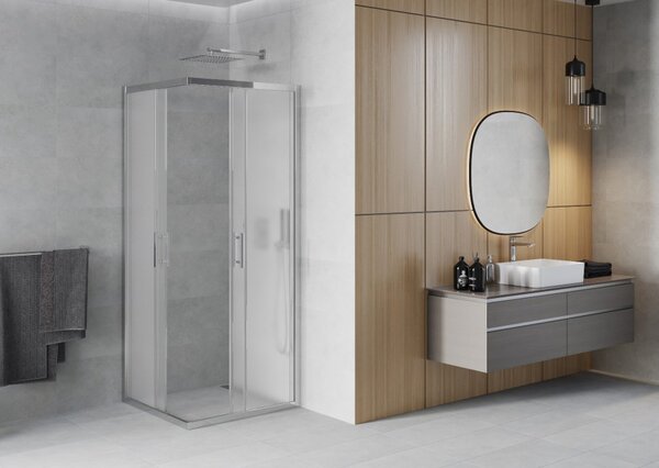 Mexen Rio cabina doccia quadrata 80 x 80 cm, brina, cromo - 860-080-080-01-30
