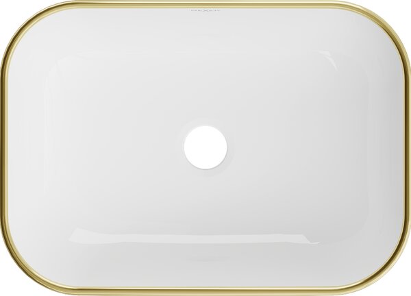 Mexen Rita lavabo da appoggio 45 x 32 cm, bianco/oro bordo - 21084505