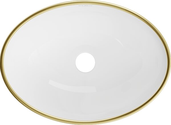 Mexen Elza lavandino da appoggio 40 x 33 cm, bianco/oro motivo griglia - 21014009