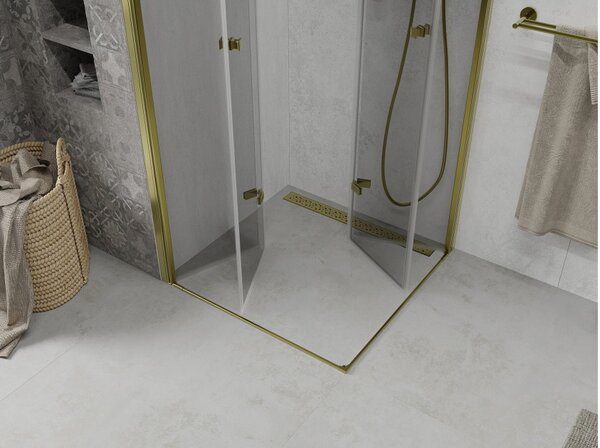 Mexen Lima Duo cabina doccia pieghevole 90 x 90 cm, trasparente, oro - 856-090-090-50-00-02