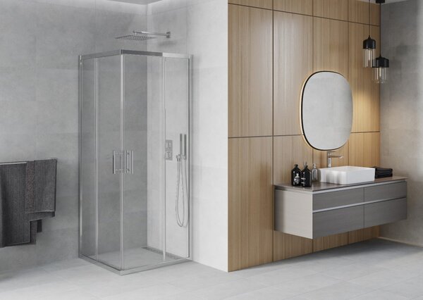 Mexen Rio cabina doccia quadrata 80 x 80 cm, trasparente, cromo - 860-080-080-01-00