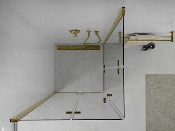 Mexen Lima Duo cabina doccia pieghevole 90 x 90 cm, trasparente, oro - 856-090-090-50-00-02