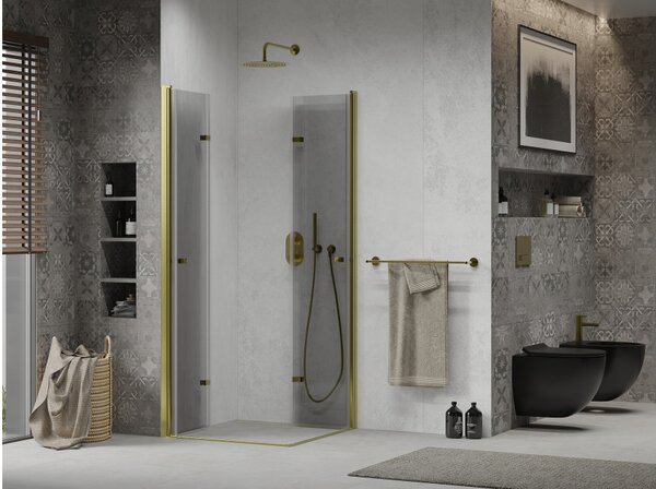 Mexen Lima Duo cabina doccia pieghevole 90 x 90 cm, trasparente, oro - 856-090-090-50-00-02