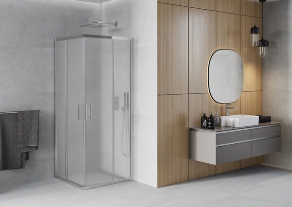 Mexen Rio cabina doccia quadrata 80 x 80 cm, brina, cromo - 860-080-080-01-30