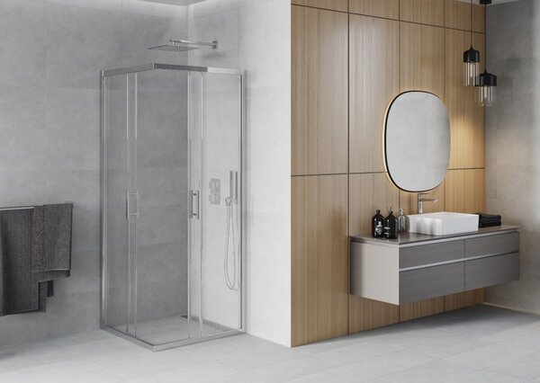 Mexen Rio cabina doccia quadrata 80 x 80 cm, trasparente, cromo - 860-080-080-01-00