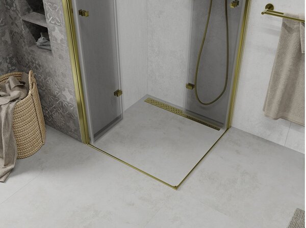 Mexen Lima Duo cabina doccia pieghevole 90 x 90 cm, trasparente, oro - 856-090-090-50-00-02