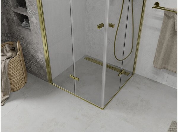 Mexen Lima Duo cabina doccia pieghevole 90 x 90 cm, trasparente, oro - 856-090-090-50-00-02