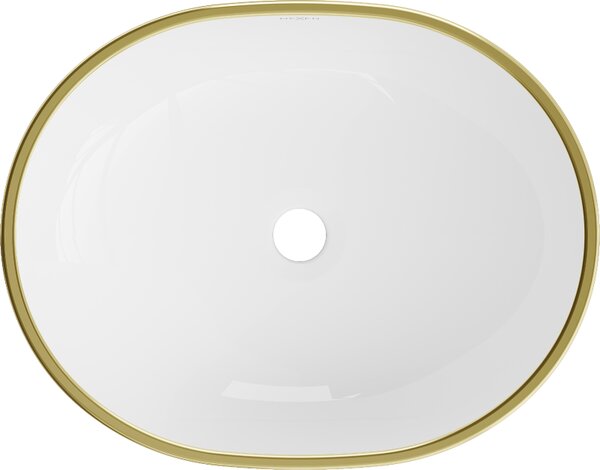Mexen Viki lavabo da appoggio 48 x 35 cm, bianco/bordo oro - 21054805