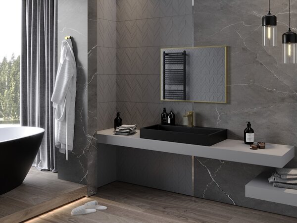 Mexen Loft specchio da bagno rettangolare 80 x 60 cm, cornice dorata - 9852-080-060-000-50