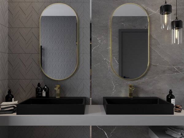 Mexen Loft specchio da bagno ovale 100 x 50 cm, cornice dorata - 9851-100-050-000-50