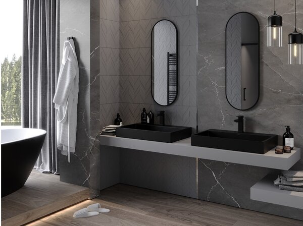 Mexen Loft specchio da bagno ovale 100 x 35 cm, cornice nera - 9851-100-035-000-70