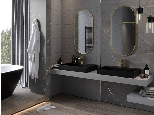 Mexen Loft specchio da bagno ovale 100 x 50 cm, cornice dorata - 9851-100-050-000-50