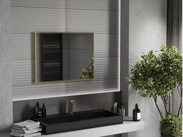 Mexen Loft specchio da bagno rettangolare 80 x 60 cm, cornice dorata - 9852-080-060-000-50