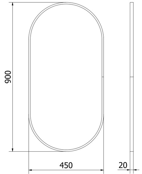 Mexen Loft specchio da bagno ovale 90 x 45 cm, cornice nera - 9851-090-045-000-70