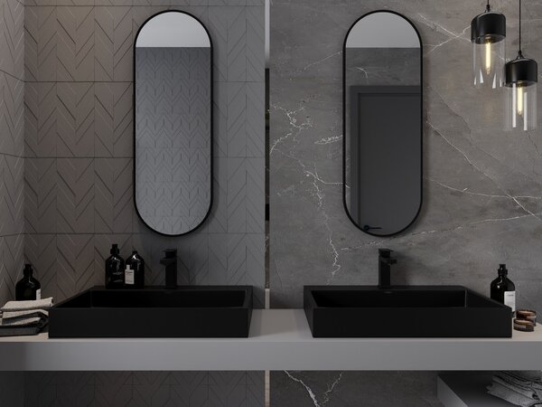 Mexen Loft specchio da bagno ovale 100 x 35 cm, cornice nera - 9851-100-035-000-70