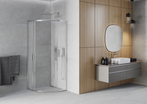 Mexen Rio cabina doccia semicircolare 70 x 70 cm, brina, cromo - 863-070-070-01-30