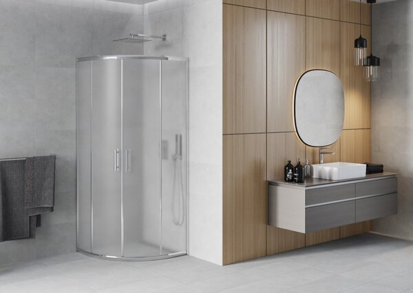 Mexen Rio cabina doccia semicircolare 70 x 70 cm, brina, cromo - 863-070-070-01-30
