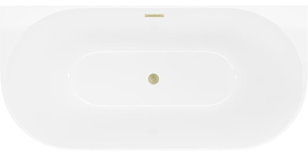 Mexen Oval Slim vasca da bagno freestanding a parete 170 x 80 cm, bianca, troppopieno oro spazzolato - 52661708000-55