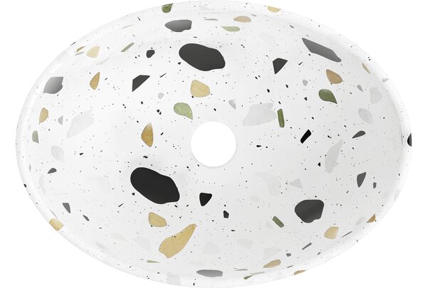 Mexen Elza lavabo da appoggio 40 x 33 cm, pietra bianca terrazzo - 21014083