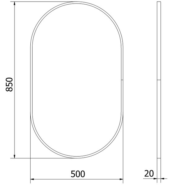 Mexen Loft specchio da bagno ovale 85 x 50 cm, cornice dorata - 9851-085-050-000-50