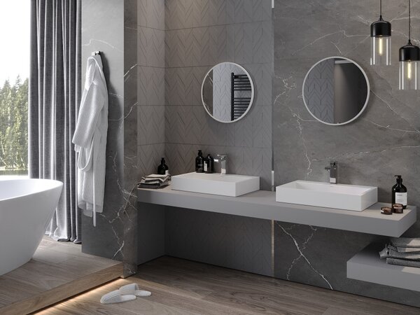 Mexen Loft specchio da bagno rotondo 50 cm, cornice bianca - 9850-050-050-000-20