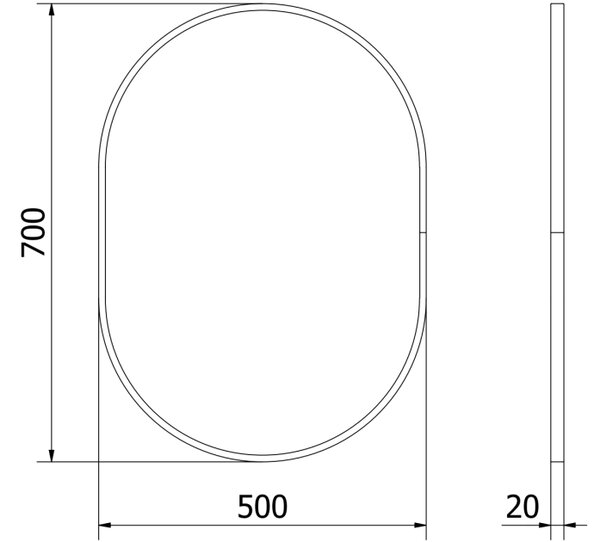 Mexen Loft specchio da bagno ovale 70 x 50 cm, cornice dorata - 9851-070-050-000-50
