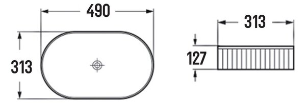 Mexen Grovo lavabo da appoggio scanalato 49 x 31 cm, bianco - 22304900