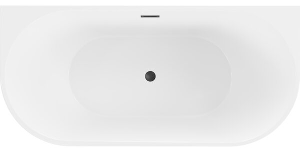 Mexen Oval vasca da bagno autoportante adiacente alla parete 180 x 80 cm, bianca, tracimazione nera - 52671808000-70