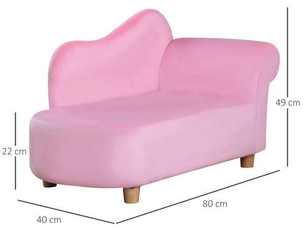 HOMCOM Divano per Bambini Imbottito con Rivestimento Morbido e Piedini in Legno, 80x40x49cm, Rosa|Aosom