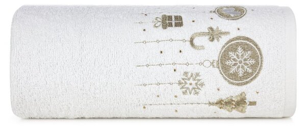 Asciugamano natalizio in cotone bianco con decorazioni natalizie Larghezza: 70 cm | Lunghezza: 140 cm
