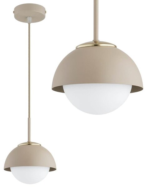Lampada a sospensione KAR-LIGHTING a 1 luce, beige – Lampada a sospensione Cosmo Ecru Kaschmir in metallo e vetro – Lampada E27 per cucina o sala da pranzo – Adatta per LED
