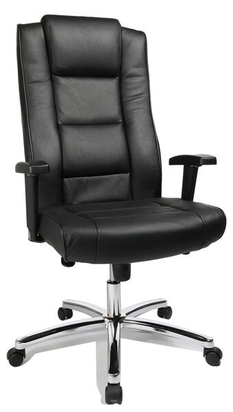 Poltrona da ufficio con braccioli, in pelle, dimensioni 64x63x120 cm, colore nero
