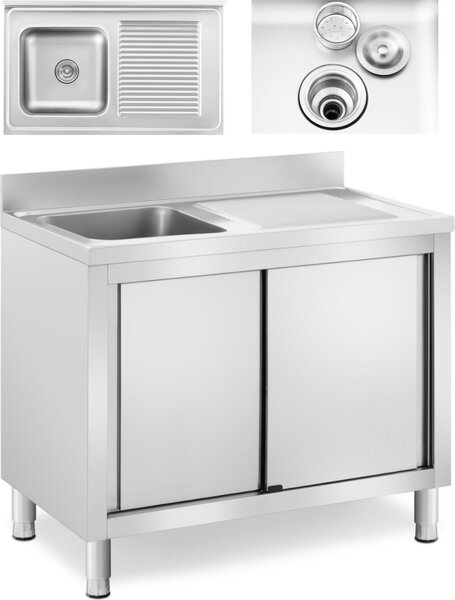 Expondo Royal Catering Mobile lavello - 1 vasca - - Acciaio inox - 100 x 60 cm