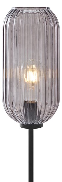 Lampada da terra Art Déco nera con vetro fumé - Rid