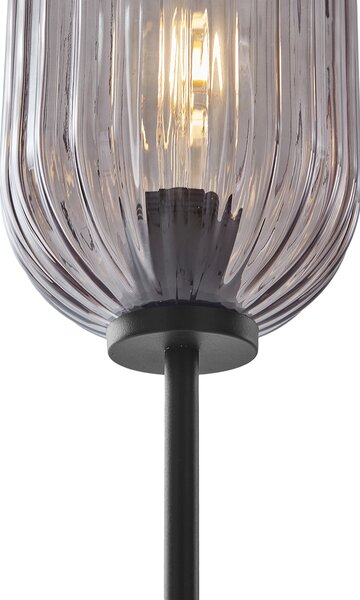 Lampada da terra Art Déco nera con vetro fumé 2 luci - Rid