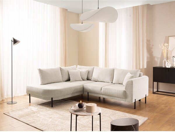 Divano angolare beige (con penisola a sinistra/a L) con rivestimento in ciniglia Mauris – Ropez