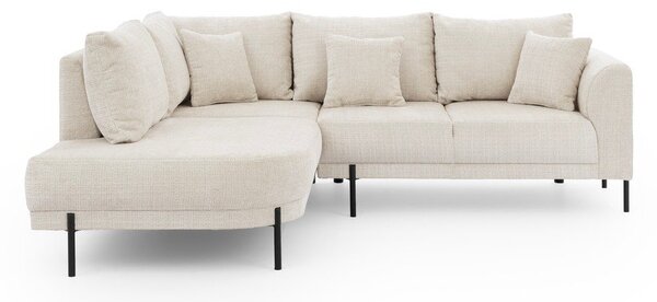 Divano angolare beige (con penisola a sinistra/a L) con rivestimento in ciniglia Mauris – Ropez