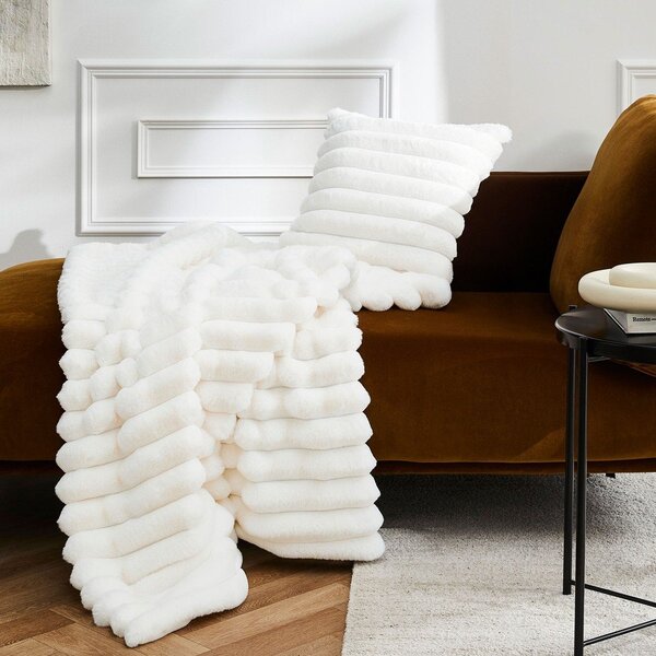 Coperta color crema in micropile 180x220 cm Boudoir – douceur d'intérieur