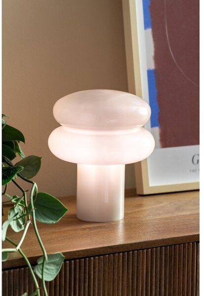 Lampada da tavolo beige in vetro (altezza totale 24 cm) Incesante – Leitmotiv