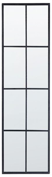 Specchio da parete a forma di finestra rettangolare con struttura in metallo di colore nero 38 x 132 cm stile moderno industriale Beliani