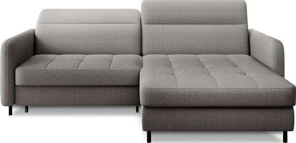 Divano angolare grigio allungabile/con contenitore (con penisola a destra/con chaise lounge) e rivestimento in velluto Gomsi – ELTAP